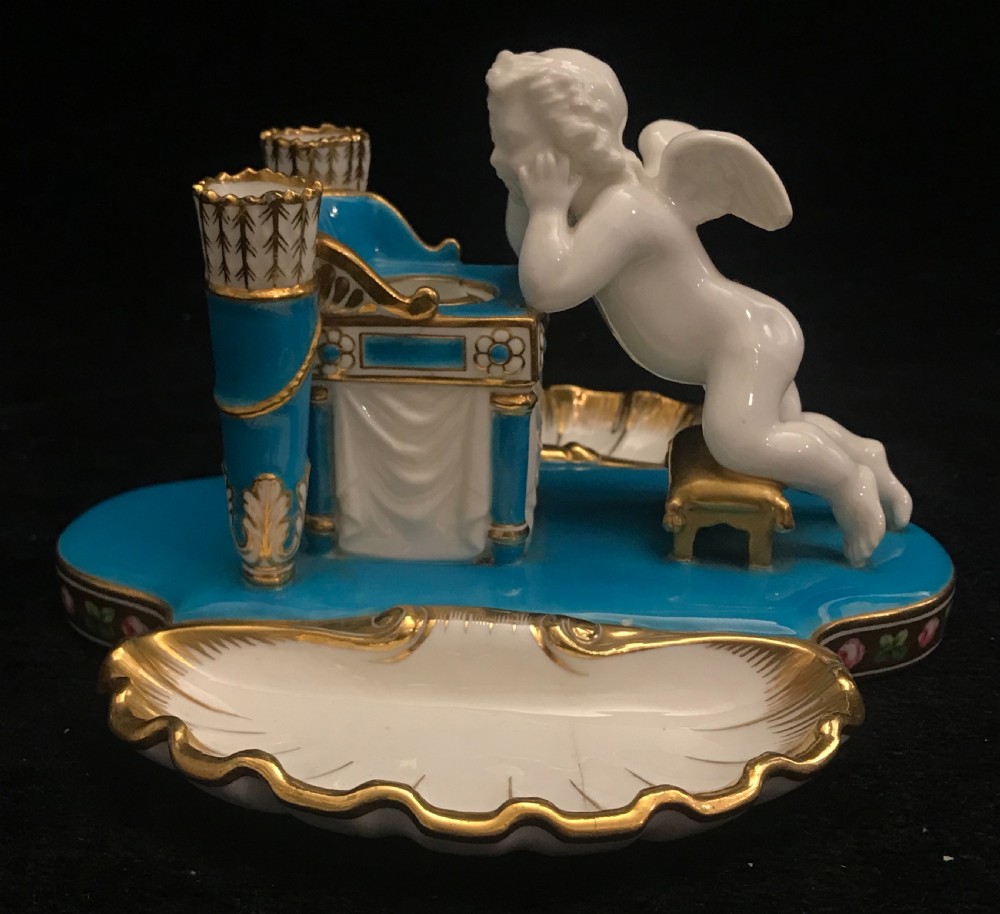 Minton Porcelain Inkwell with Cherub 1860-1870 View III