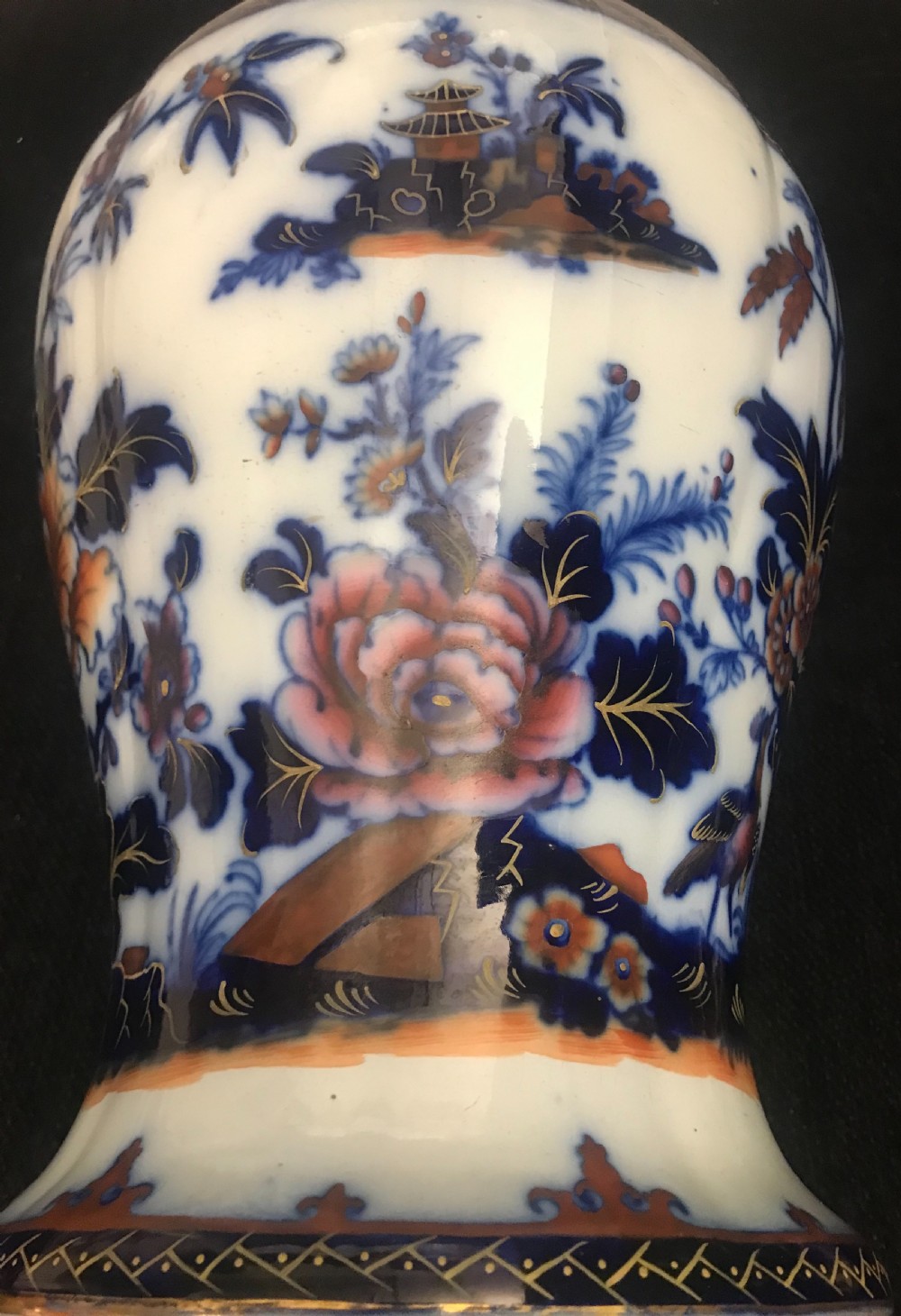 Exquisite Pair of Ironstone Chinoiserie Vases 1845 View III