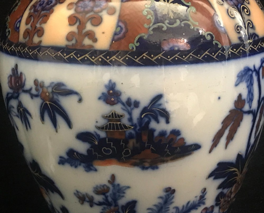 Exquisite Pair of Ironstone Chinoiserie Vases 1845 View IV