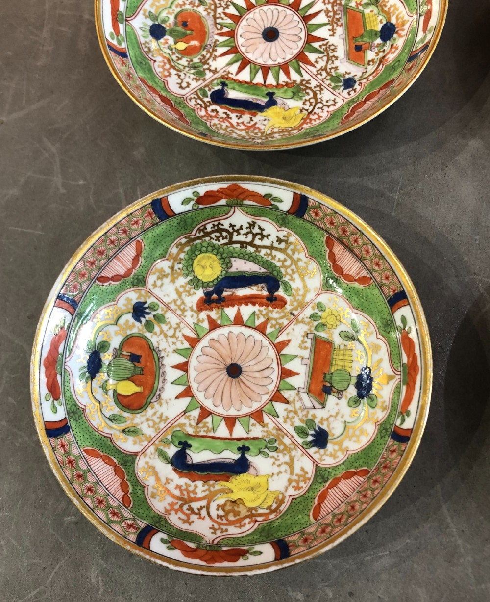 Porcelain Saucers in Dragons in Compartments Pattern 1790-1805 (Set of 4) View II