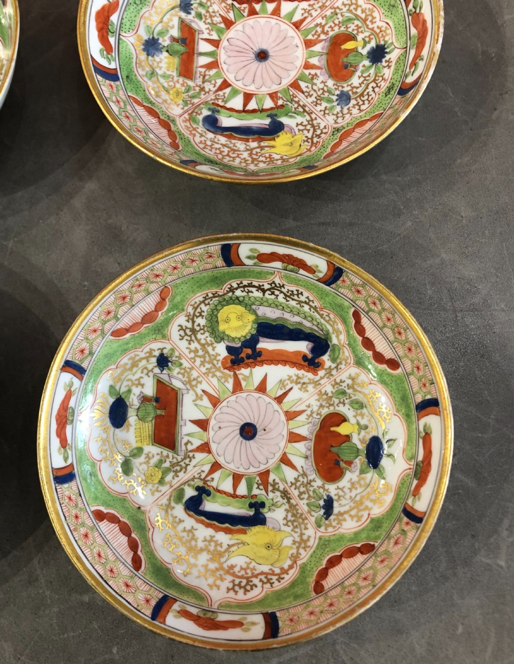 Porcelain Saucers in Dragons in Compartments Pattern 1790-1805 (Set of 4) View V