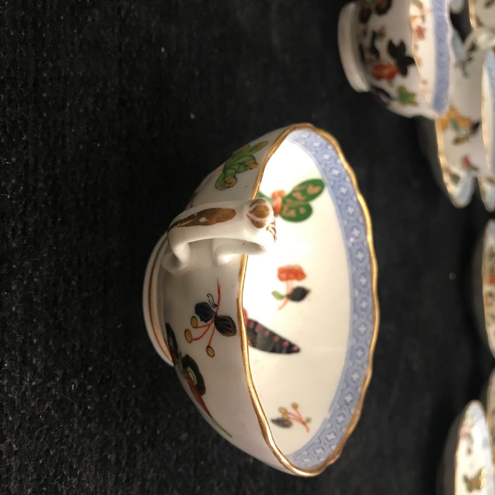 Minton Hand-Painted Cups and Saucers in Butterfly Pattern 1860 (Set of 12) View IX