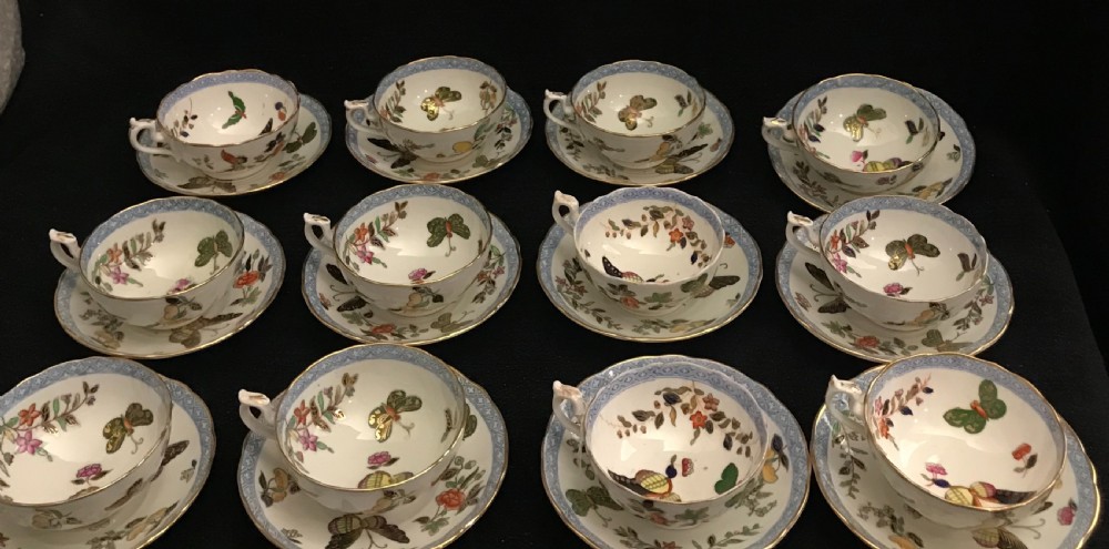 Minton Cups and Saucers in Butterfly Pattern (Second Set of 12)