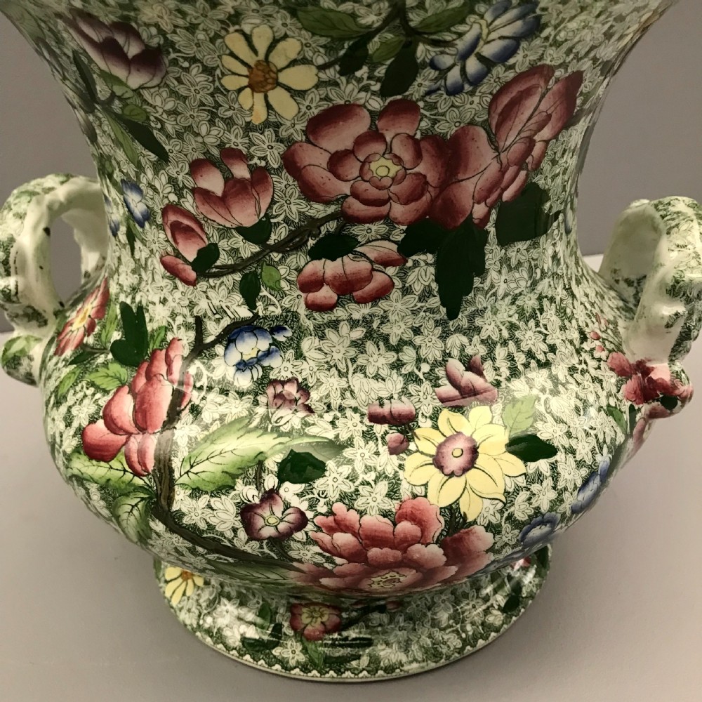 Chintz Urn-Shaped Slop Pail with Lid 1830-1840 View IV