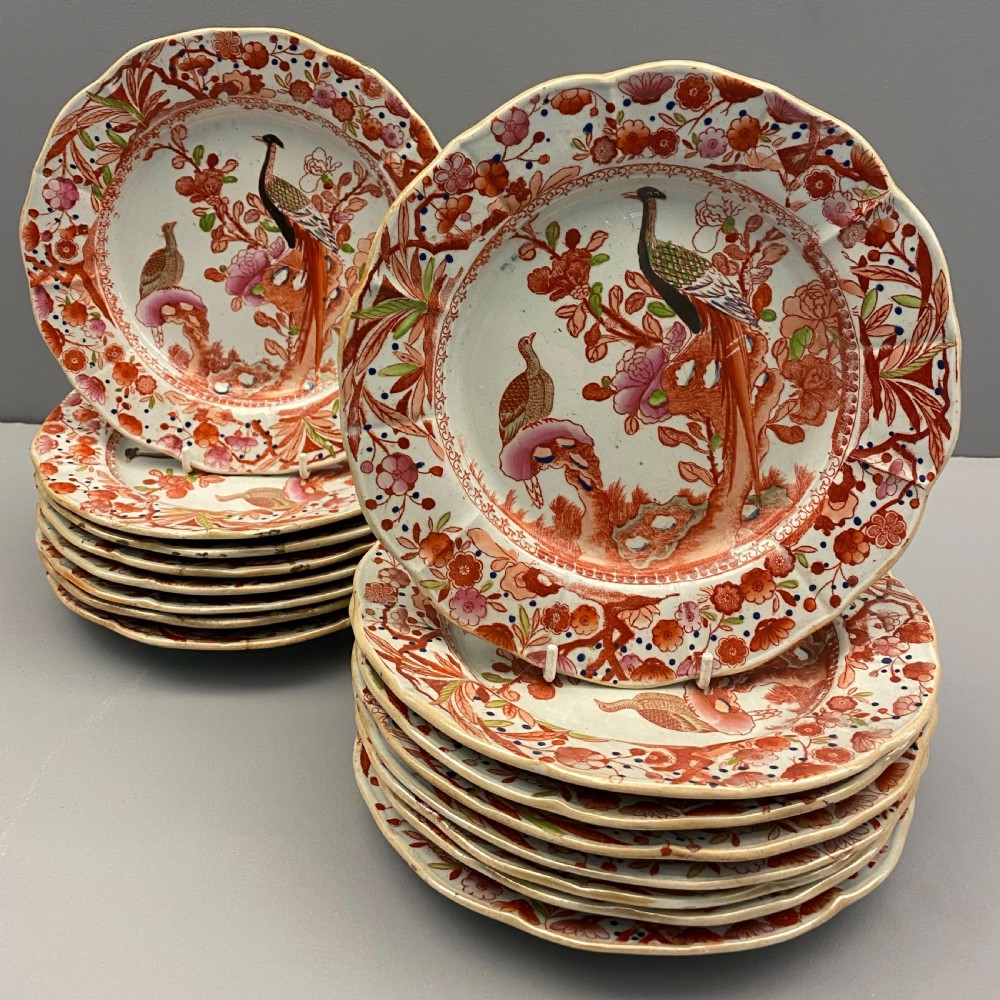 Masons Ironstone Dessert Service in Long-Tail Bird Pattern 1813-1820 View II