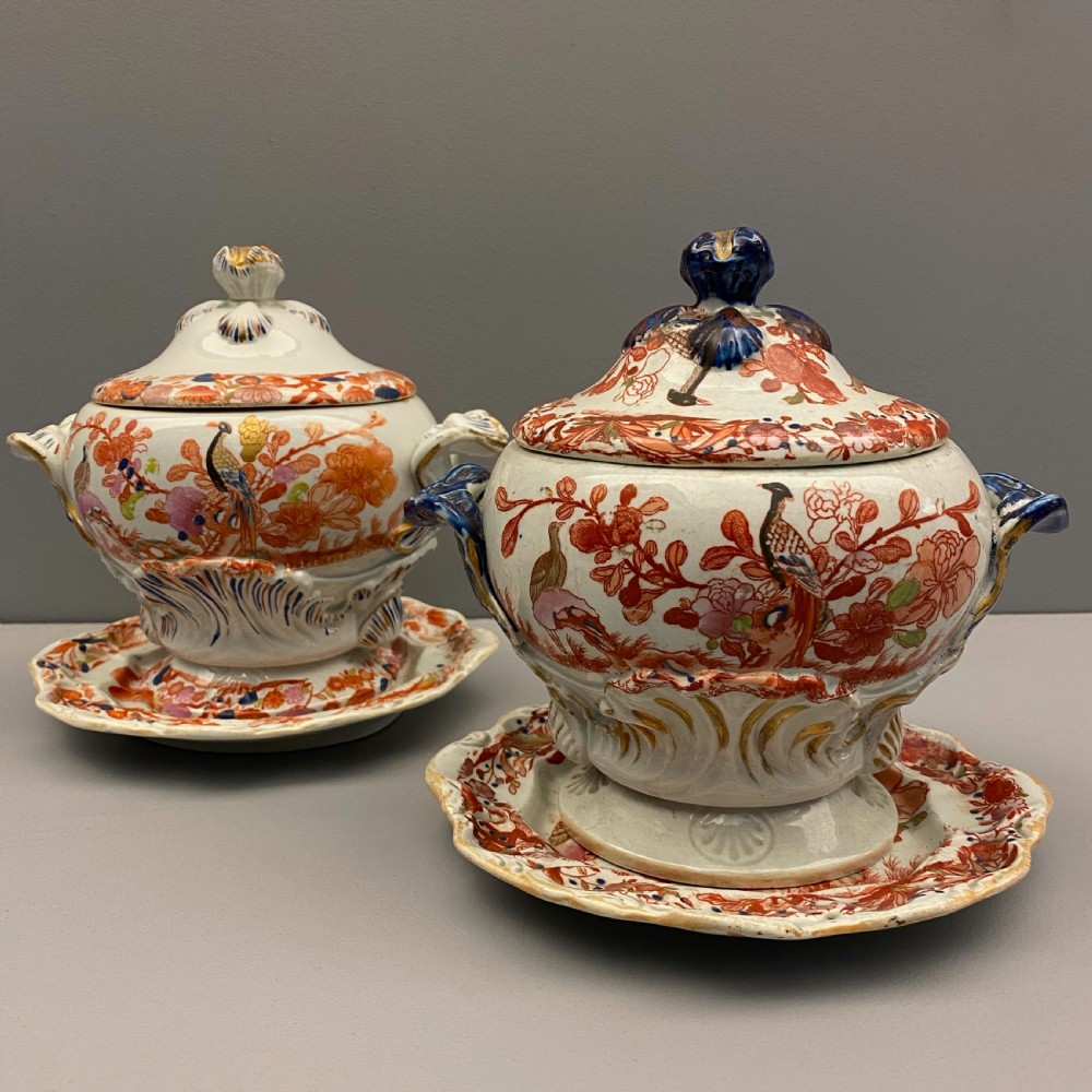 Masons Ironstone Dessert Service in Long-Tail Bird Pattern 1813-1820 View IX