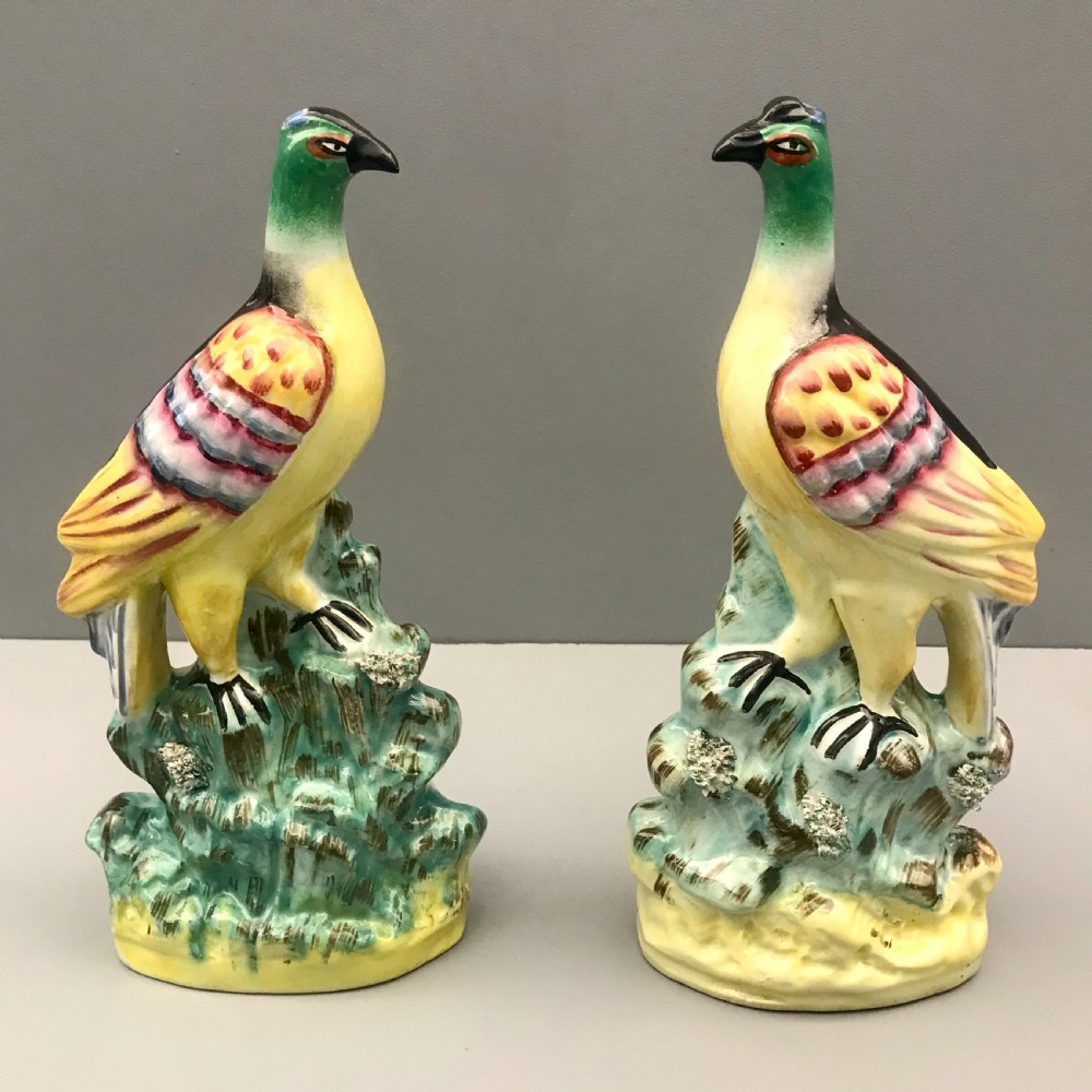Rare Pair of Staffordshire Roc Birds 1860-1870