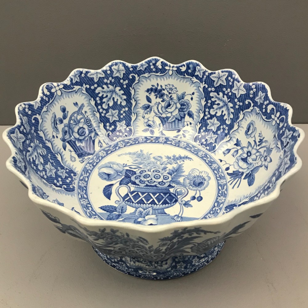 Spode Punch Bowl in Flower and Basket Pattern 1815-1820