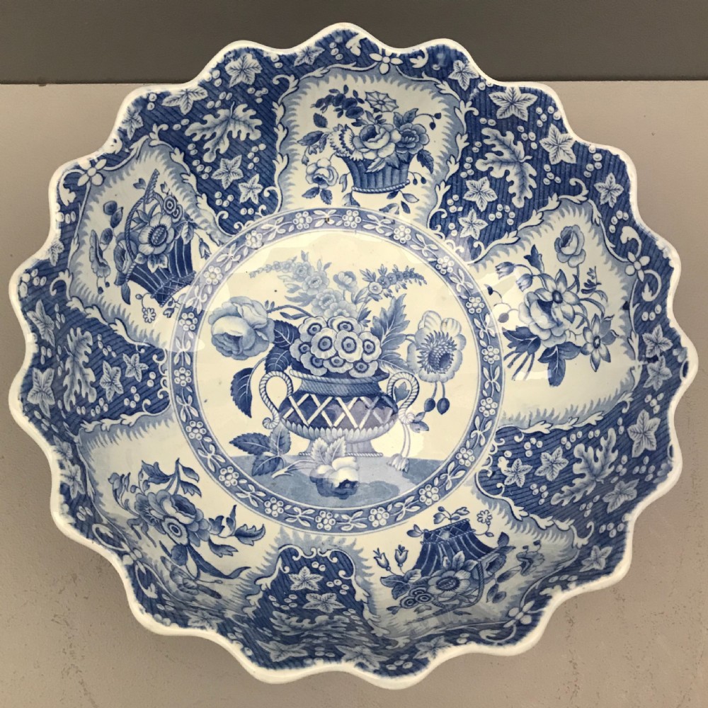 Spode Punch Bowl in Flower and Basket Pattern 1815-1820 View IV
