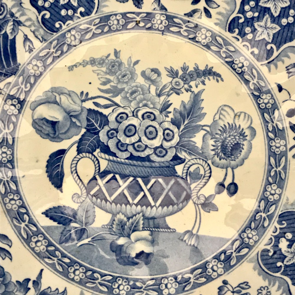 Spode Punch Bowl in Flower and Basket Pattern 1815-1820 View V