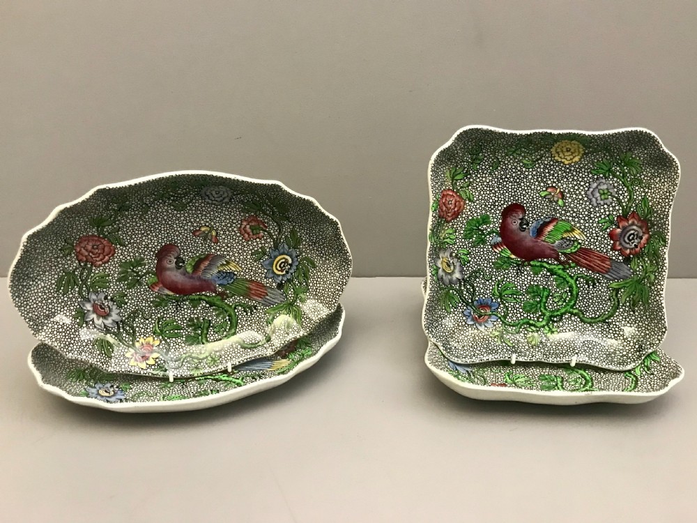 Copeland Spode Dessert Service in Parrot Chintz Pattern 1890 View II