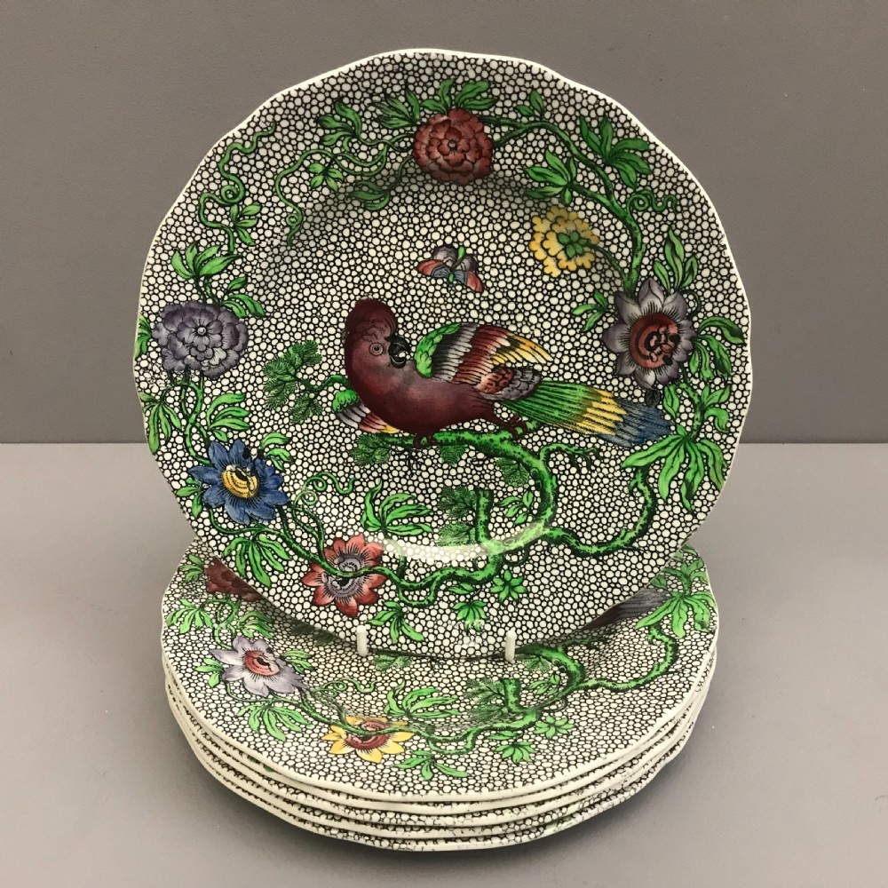 Copeland Spode Dessert Service in Parrot Chintz Pattern 1890 View V