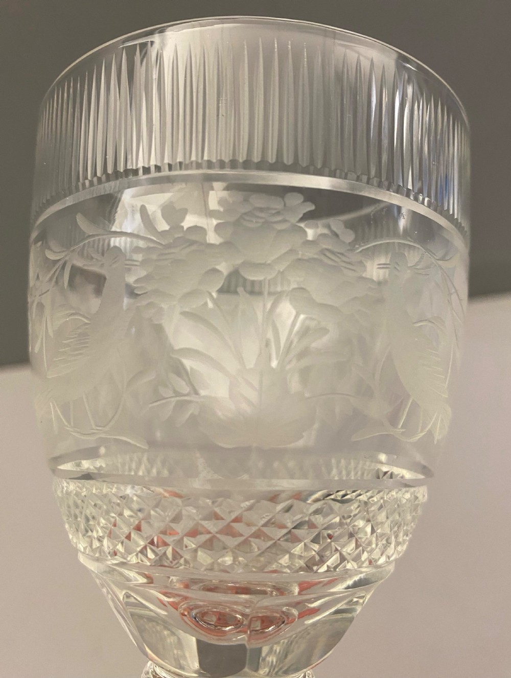Victorian Engraved and Cut Red Wine Glasses (Set of 10) 1880-1890 View IV