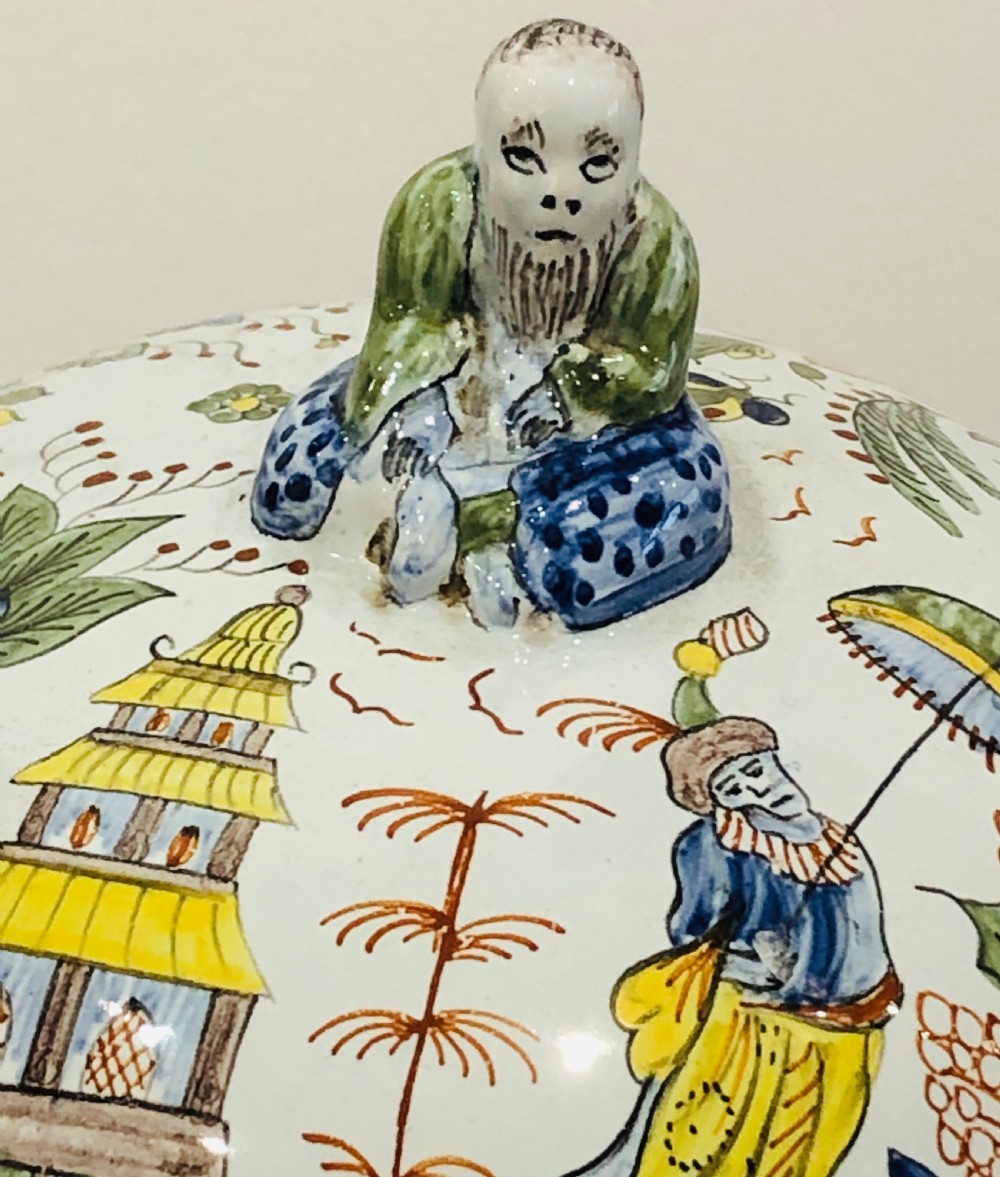 Rouen French Faience Bowl in Chinoiserie Pattern 1870 View IV