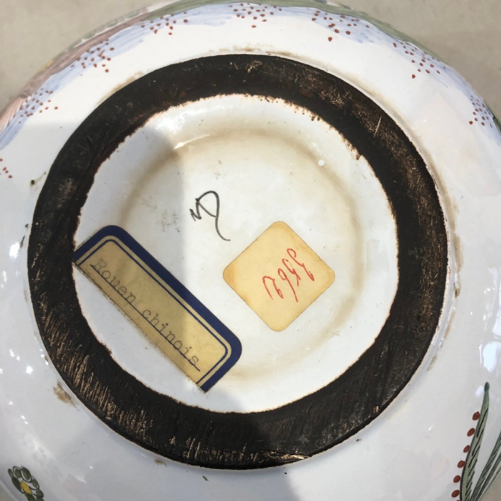 Rouen French Faience Bowl in Chinoiserie Pattern 1870 View V