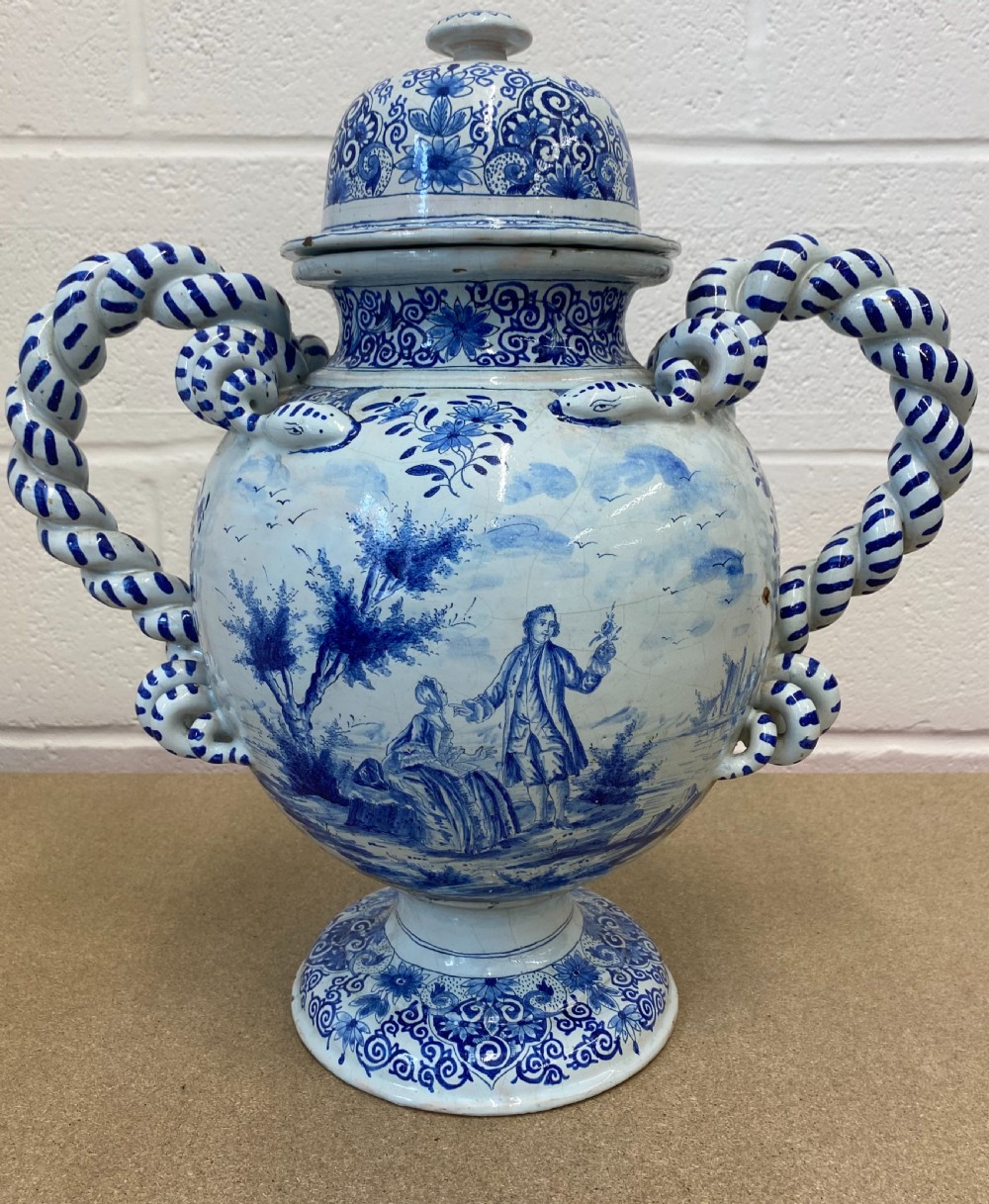 Large Delft Vase With Twisted Handles (1850)