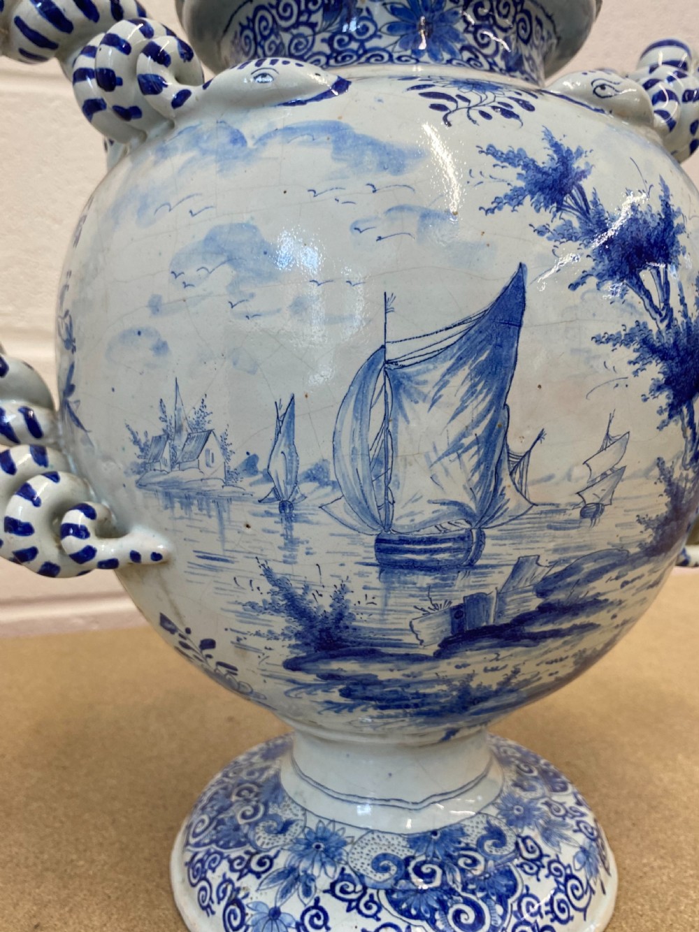 Large Delft Vase With Twisted Handles (1850) View VIII