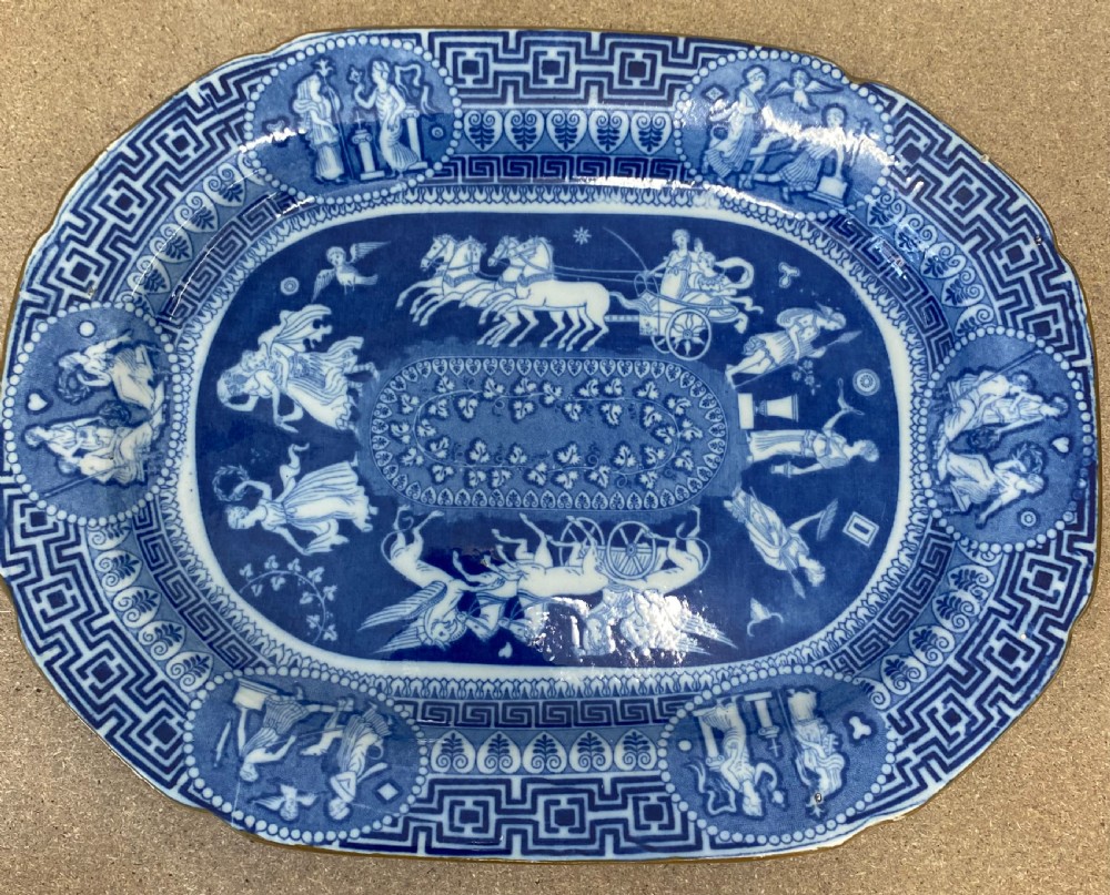 A Pair Of Herculaneum Blue And White Greek Pattern Platters 1805-1815 View II