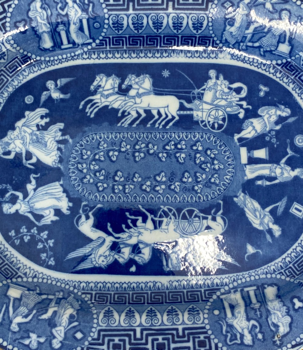A Pair Of Herculaneum Blue And White Greek Pattern Platters 1805-1815 View III