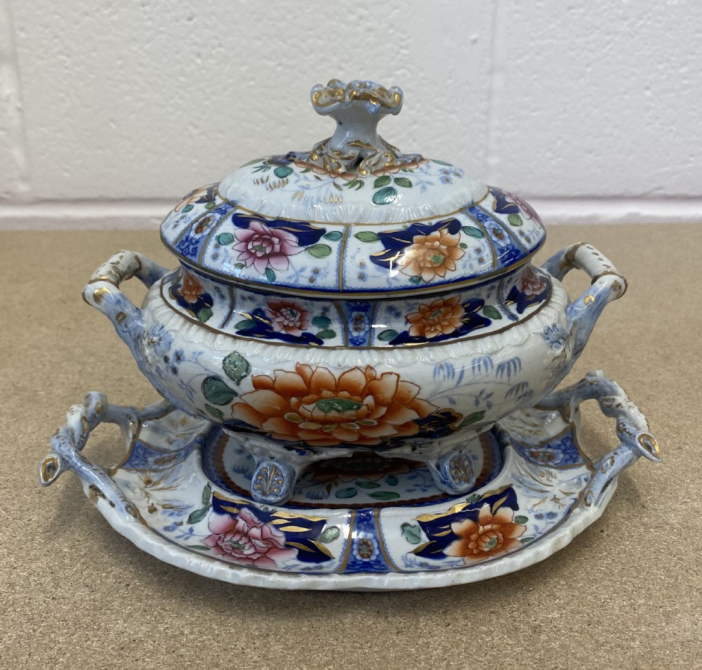 A Pair Of Hicks and Meigh Ironstone  sauce Tureens on stands 2nd pair View II