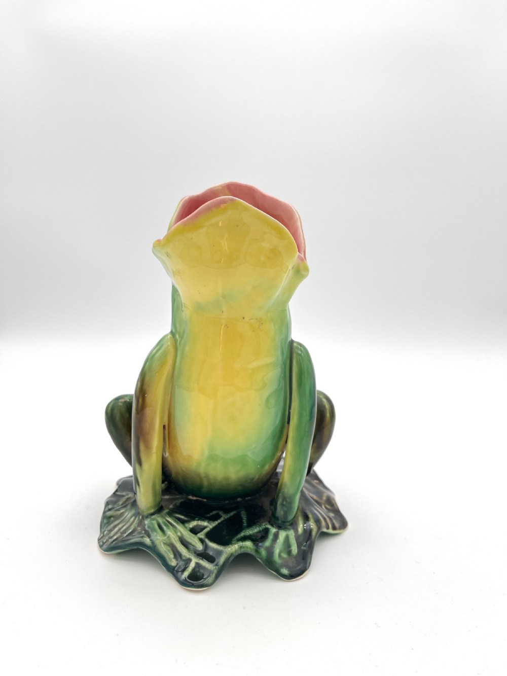 A French Majolica pottery multicolor green Frog 1890 View III