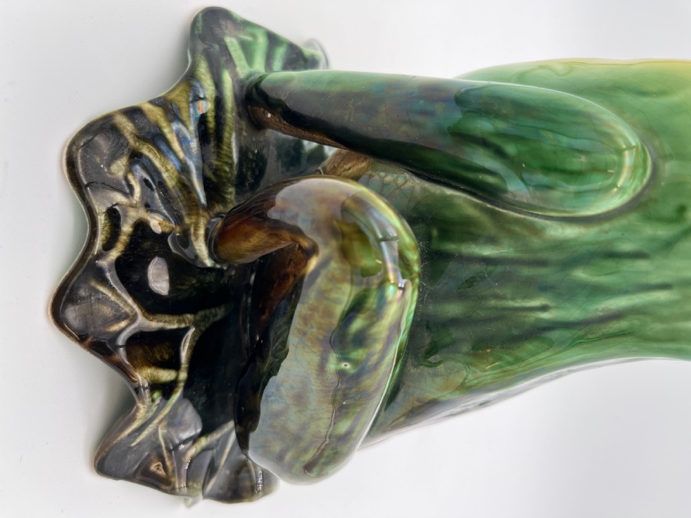 A French Majolica pottery multicolor green Frog 1890 View VI