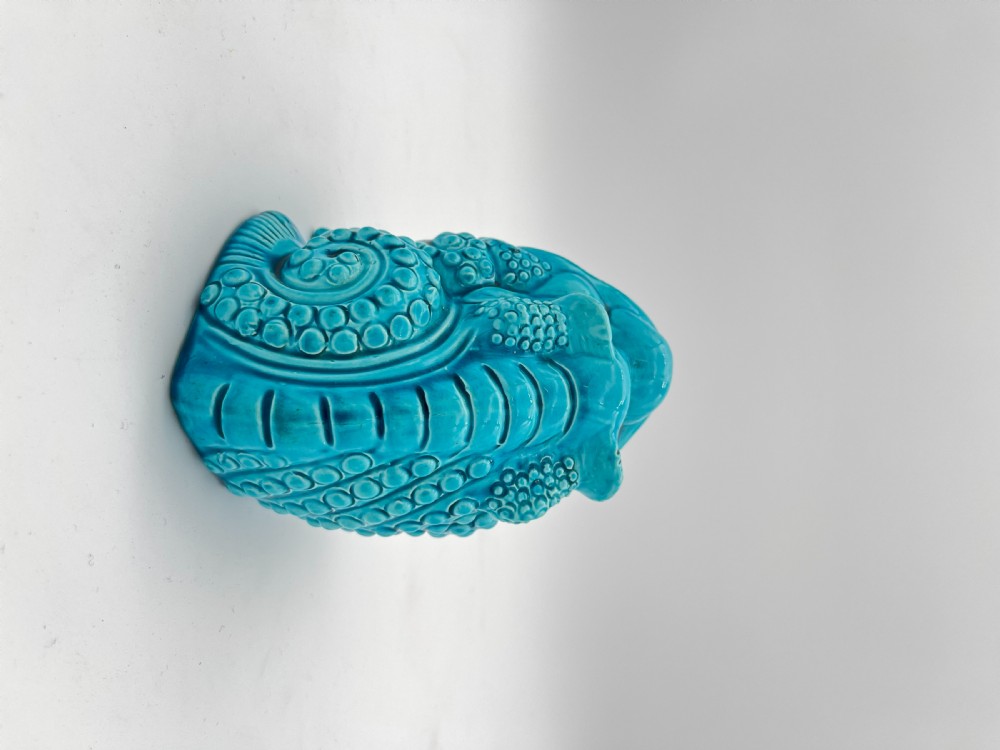 A Turquoise Burmantofts Toad spoonwarmer 1870-80 View III