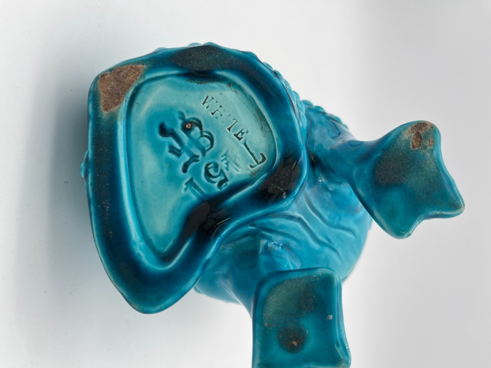 A Turquoise Burmantofts Toad spoonwarmer 1870-80 View V