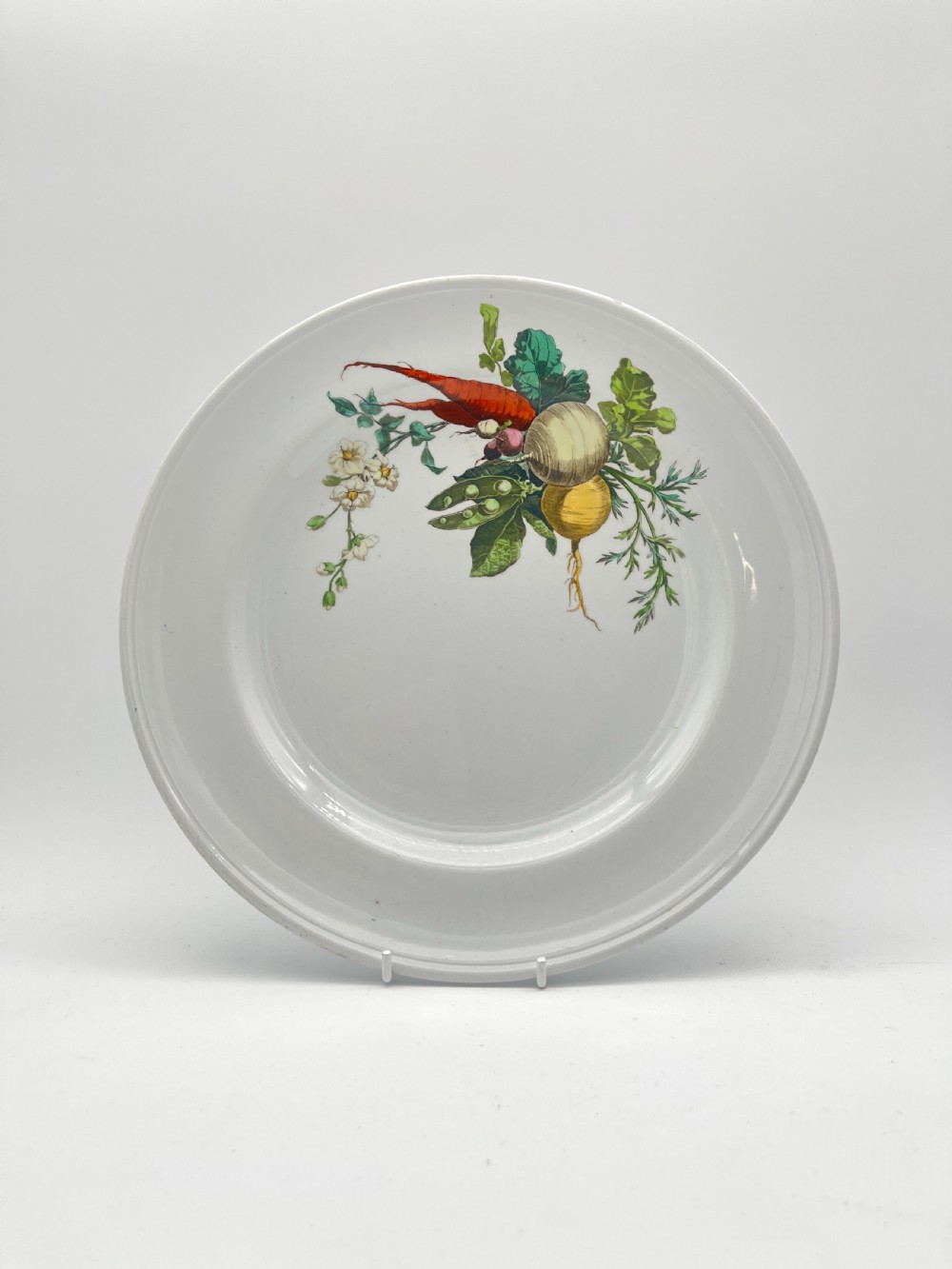 A beautiful 1870’s Minton Creamware body of platter and plates with vegetables patterns View III