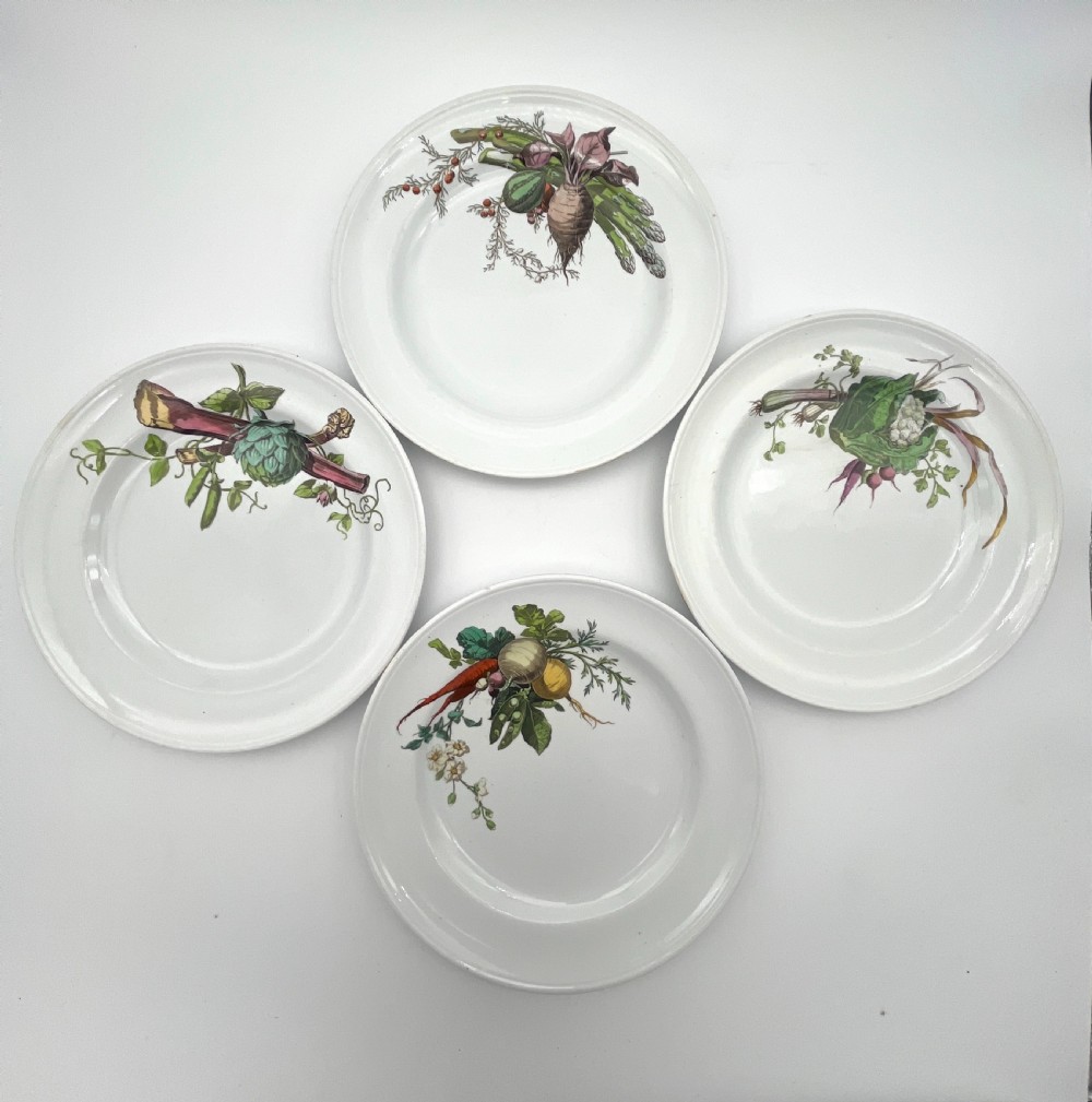 A beautiful 1870’s Minton Creamware body of platter and plates with vegetables patterns View IV