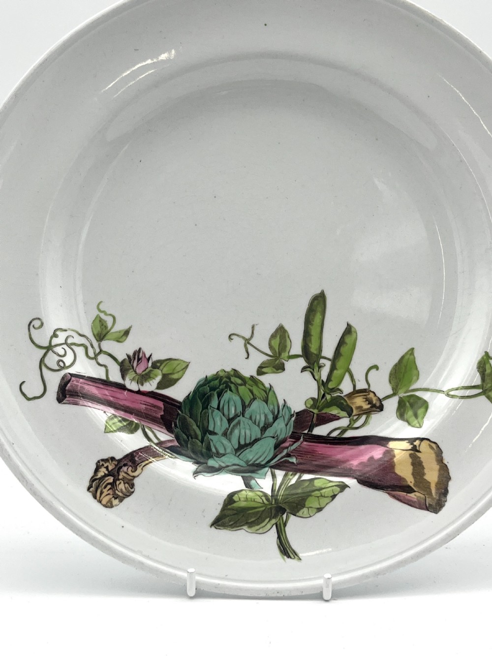 A beautiful 1870’s Minton Creamware body of platter and plates with vegetables patterns View XII