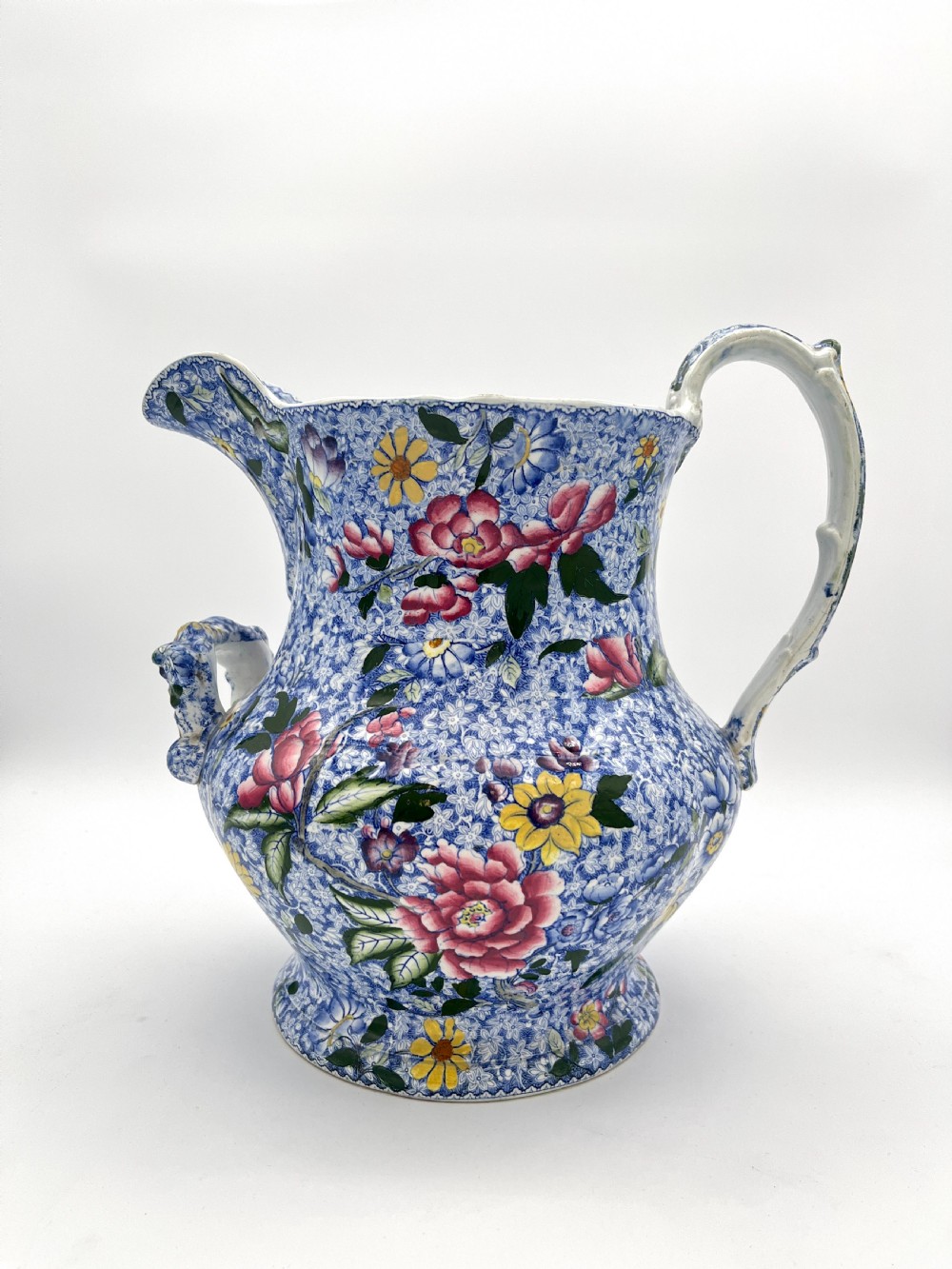 Hicks and Meigh Blue Chintz Footbath Jug 1845