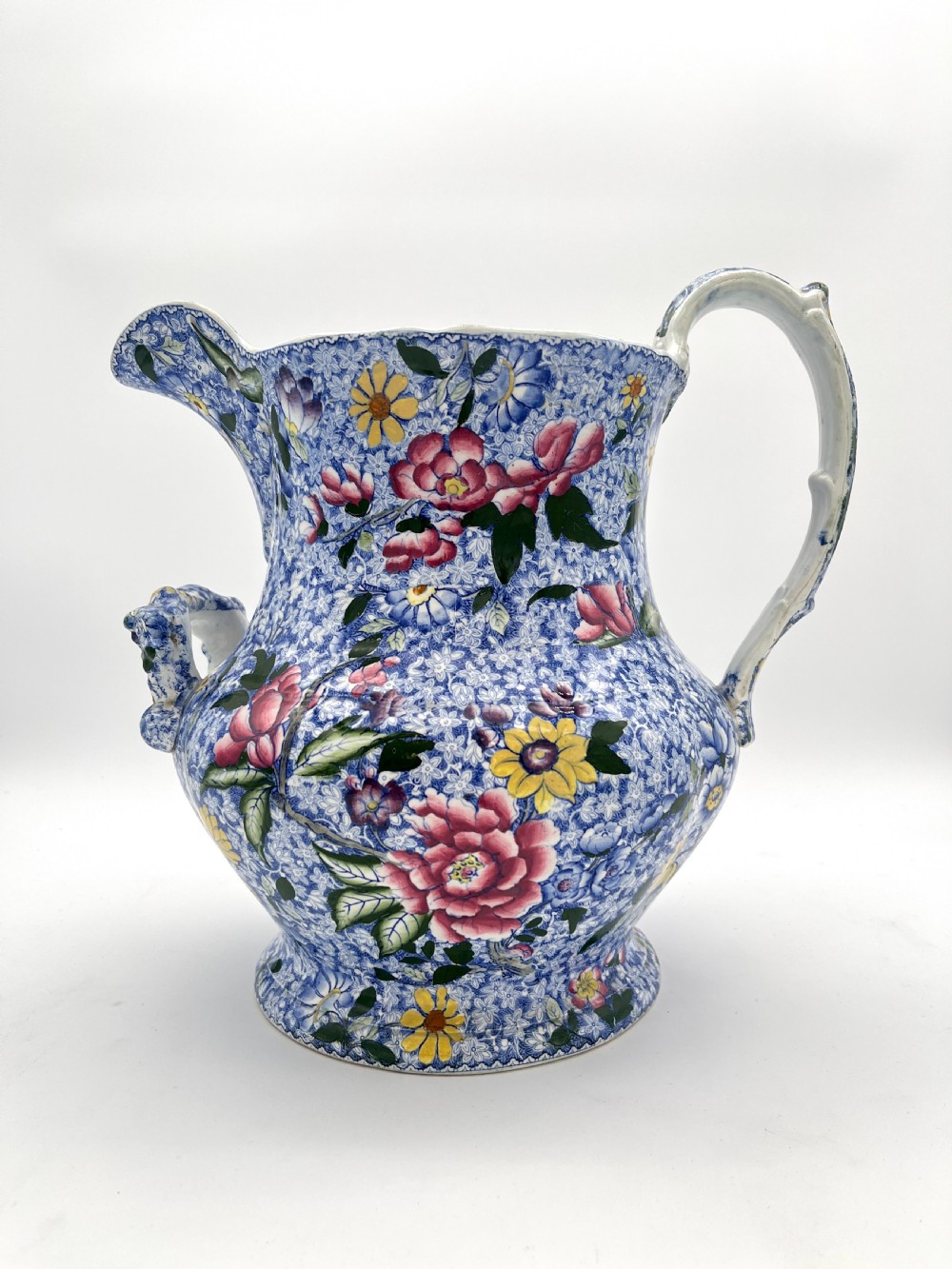 Hicks and Meigh Blue Chintz Footbath Jug 1845 View II