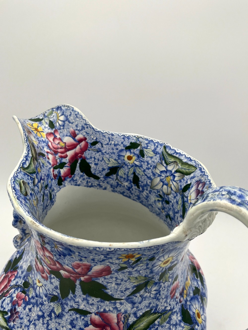 Hicks and Meigh Blue Chintz Footbath Jug 1845 View IV