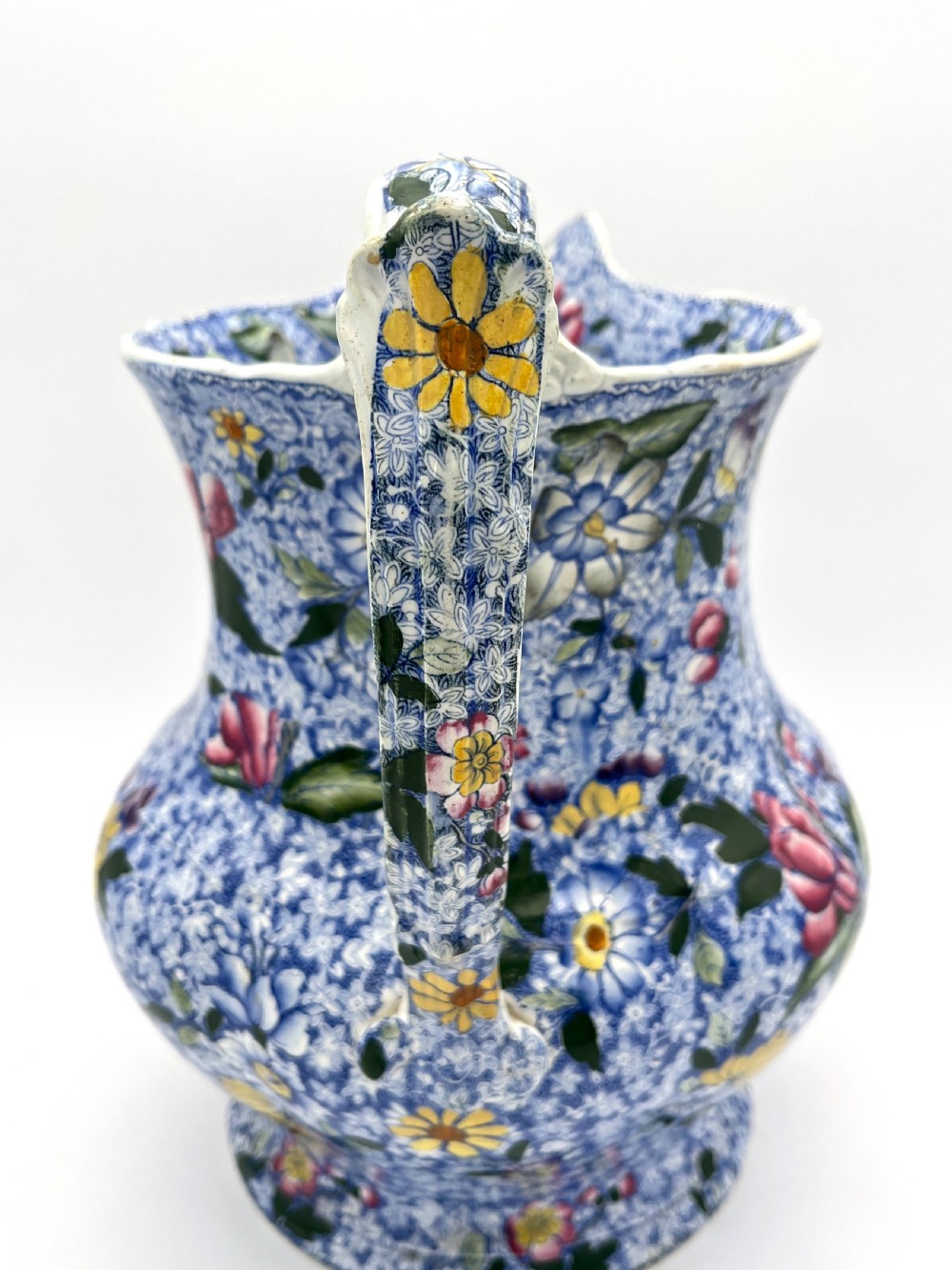 Hicks and Meigh Blue Chintz Footbath Jug 1845 View V
