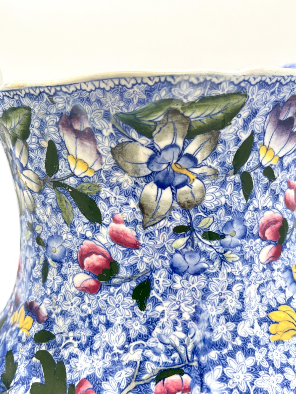 Hicks and Meigh Blue Chintz Footbath Jug 1845 View VI