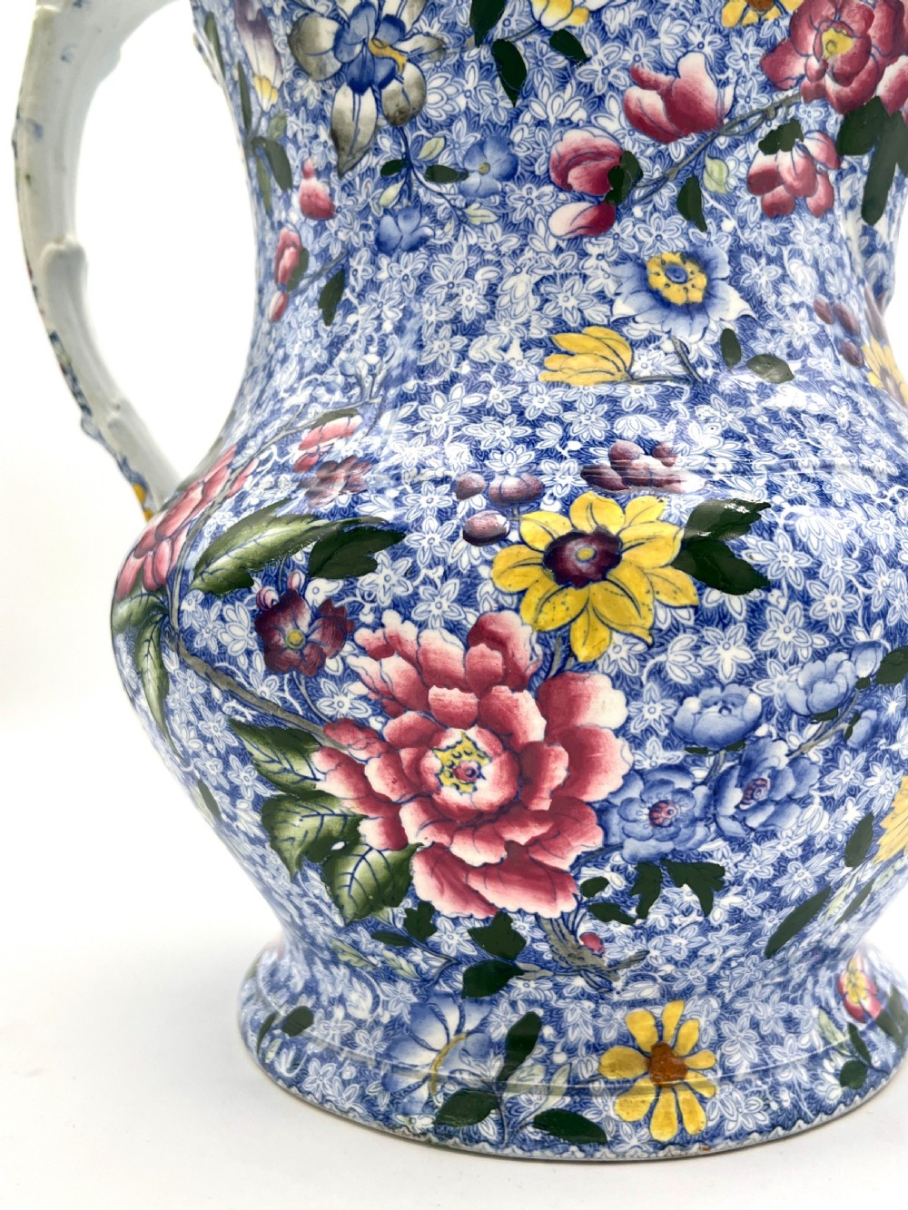 Hicks and Meigh Blue Chintz Footbath Jug 1845 View VII