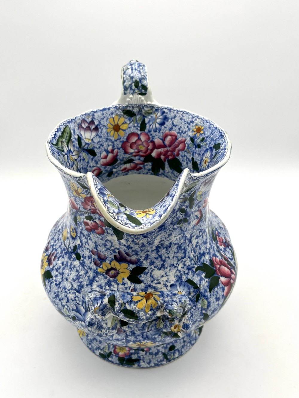 Hicks and Meigh Blue Chintz Footbath Jug 1845 View IX