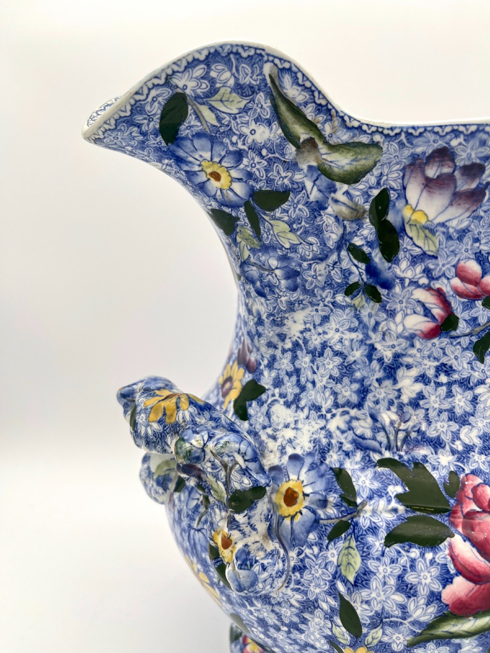 Hicks and Meigh Blue Chintz Footbath Jug 1845 View X