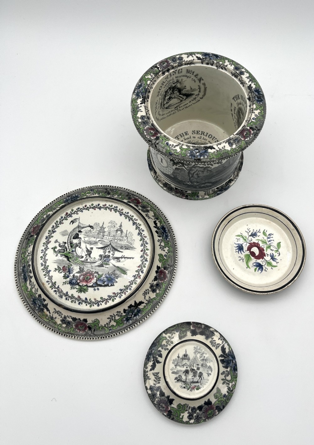 A richly decorated Bristol Pottery 1845-50 Tobacco Jar View IX