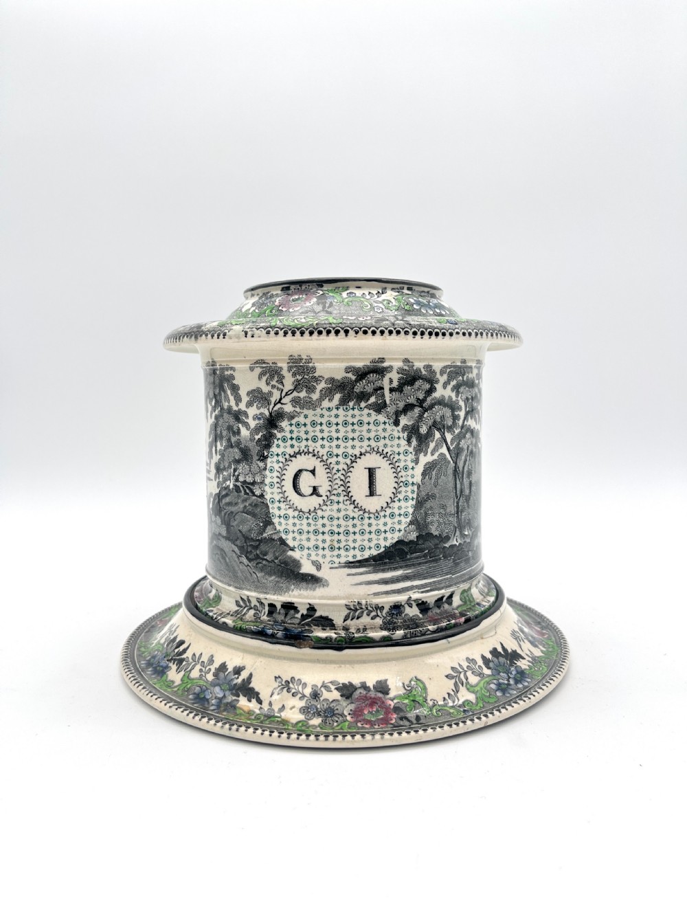 A richly decorated Bristol Pottery 1845-50 Tobacco Jar View VII