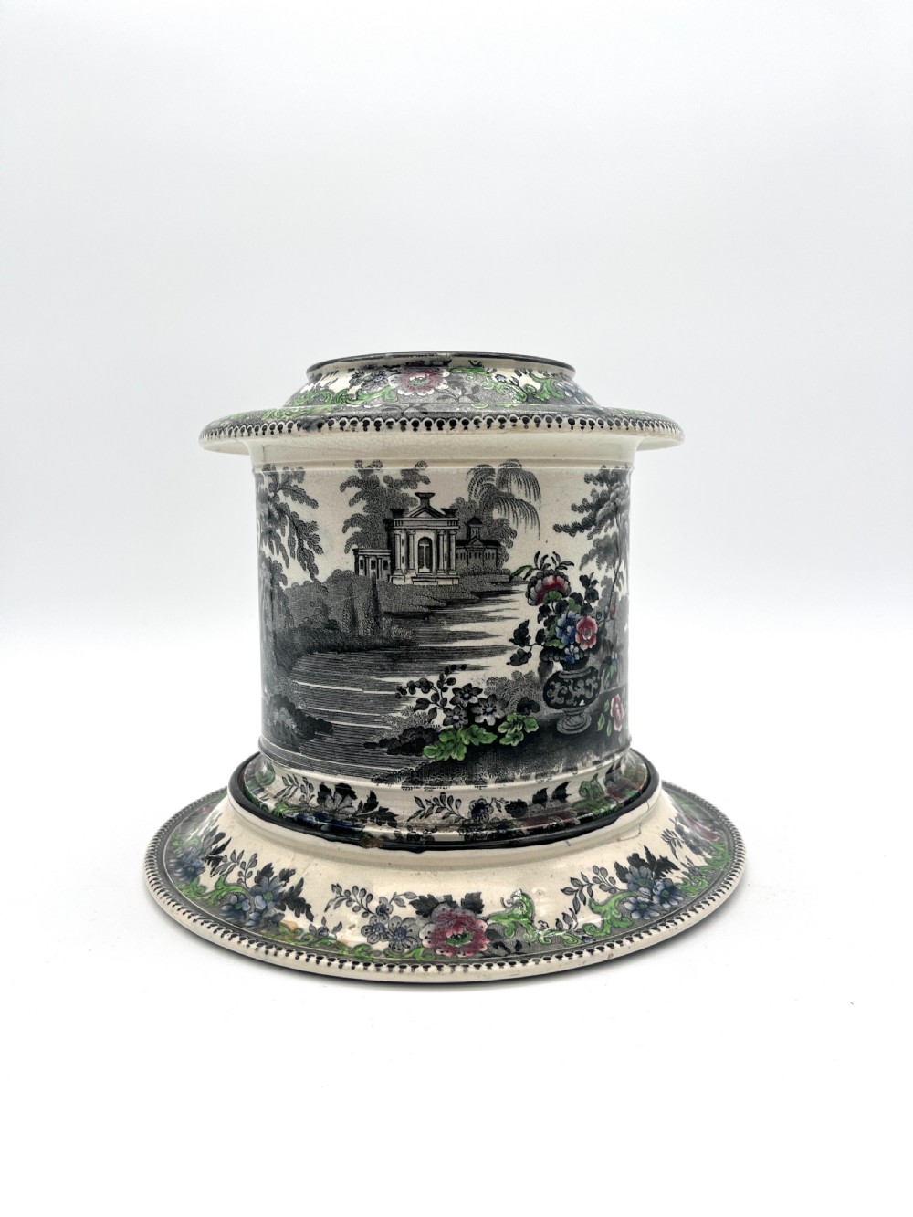 A richly decorated Bristol Pottery 1845-50 Tobacco Jar View VIII