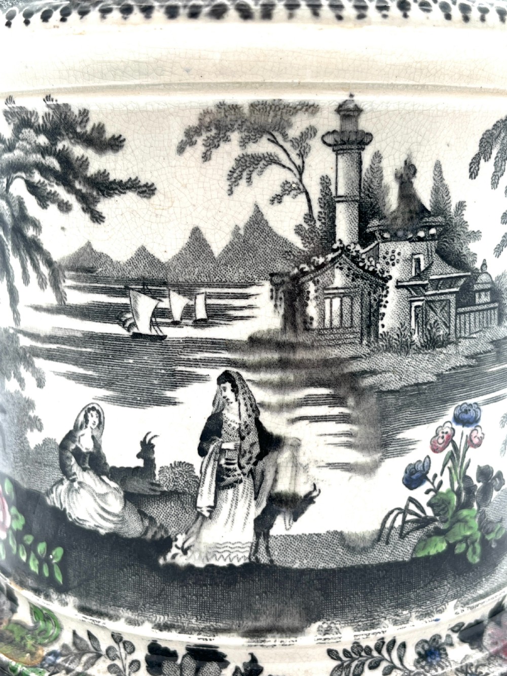 A richly decorated Bristol Pottery 1845-50 Tobacco Jar View X