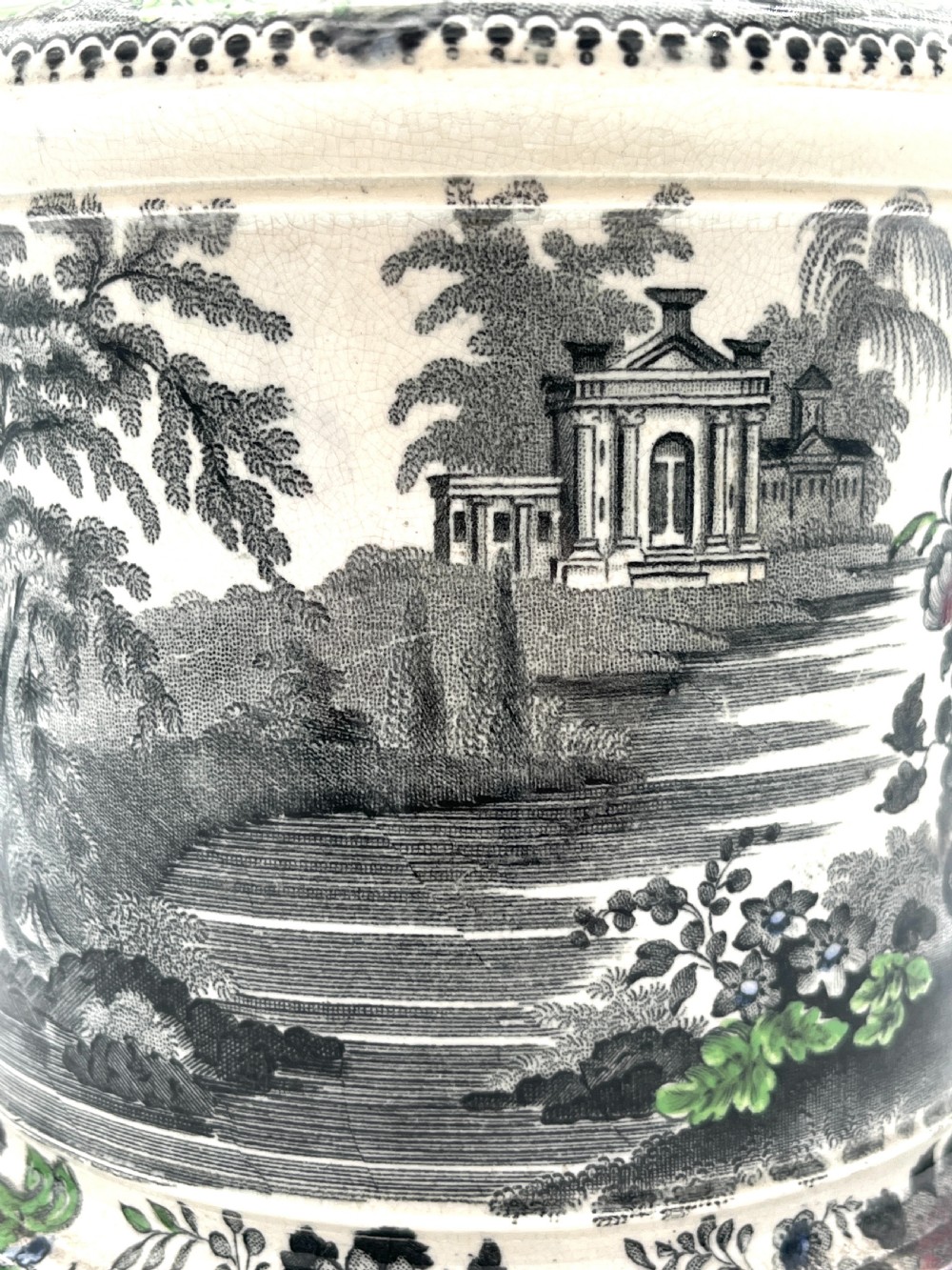 A richly decorated Bristol Pottery 1845-50 Tobacco Jar View XI