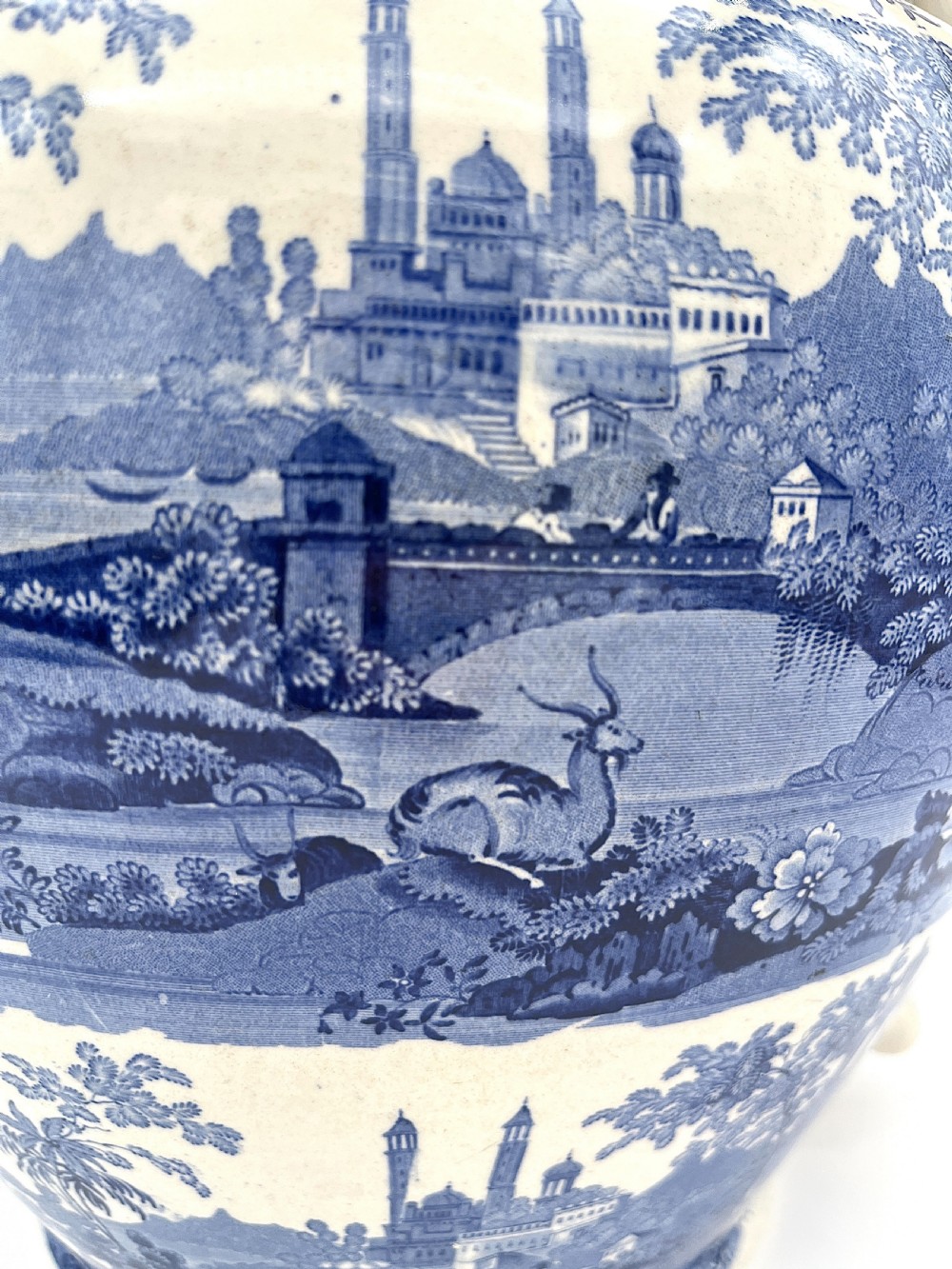 An enormous Blue & White Transfer Jug. Circa 1820 View VI