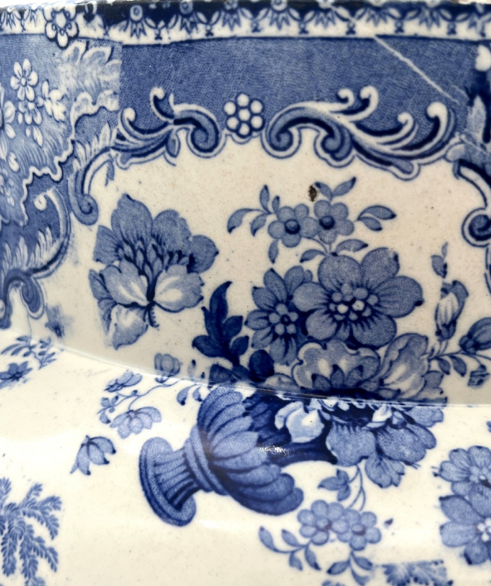 An enormous Blue & White Transfer Jug. Circa 1820 View IX