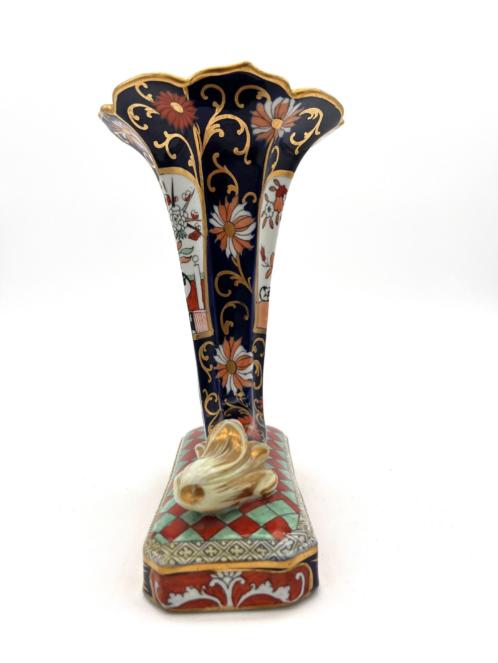 An extremely rare Pr of Mason’s Ironstone Hand-Painted Cornucopia in Split Basket Pattern. 1820 View VI