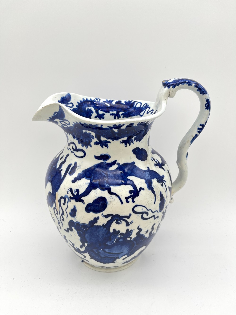 Spode Blue & White Water Jug with rare Dragon Pattern. Early 19th Century