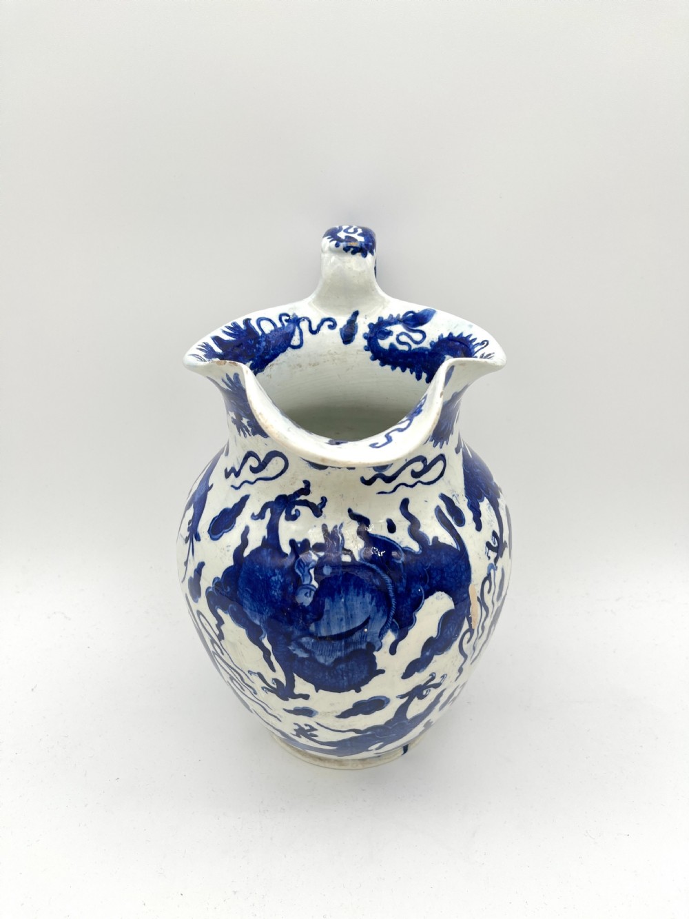 Spode Blue & White Water Jug with rare Dragon Pattern. Early 19th Century View II