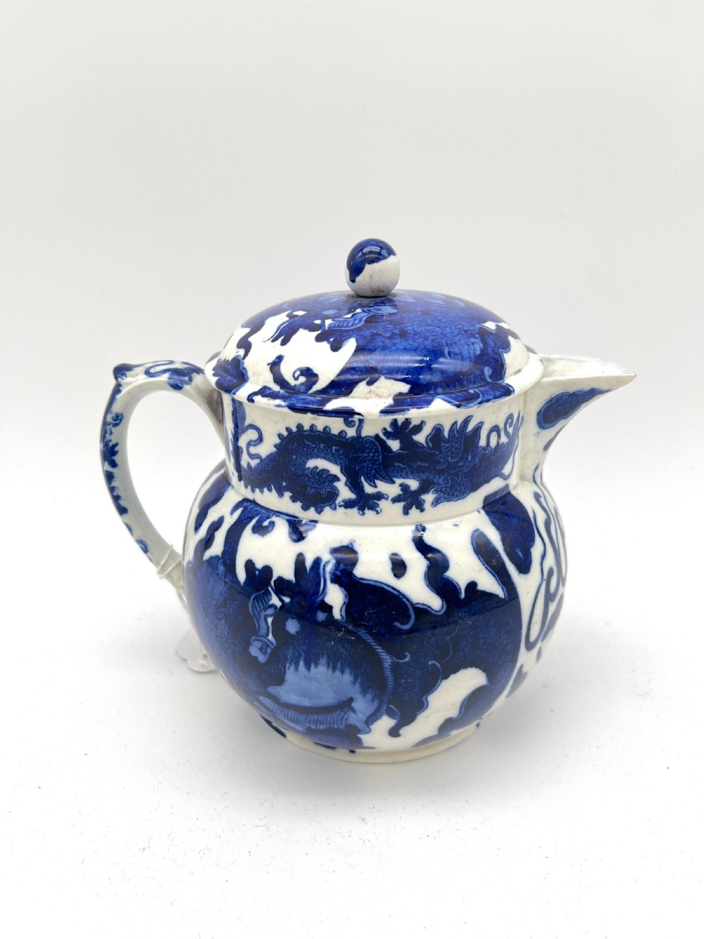 Spode Blue & White Hot Toast Jug with rare Dragon Pattern. Early 19th Century